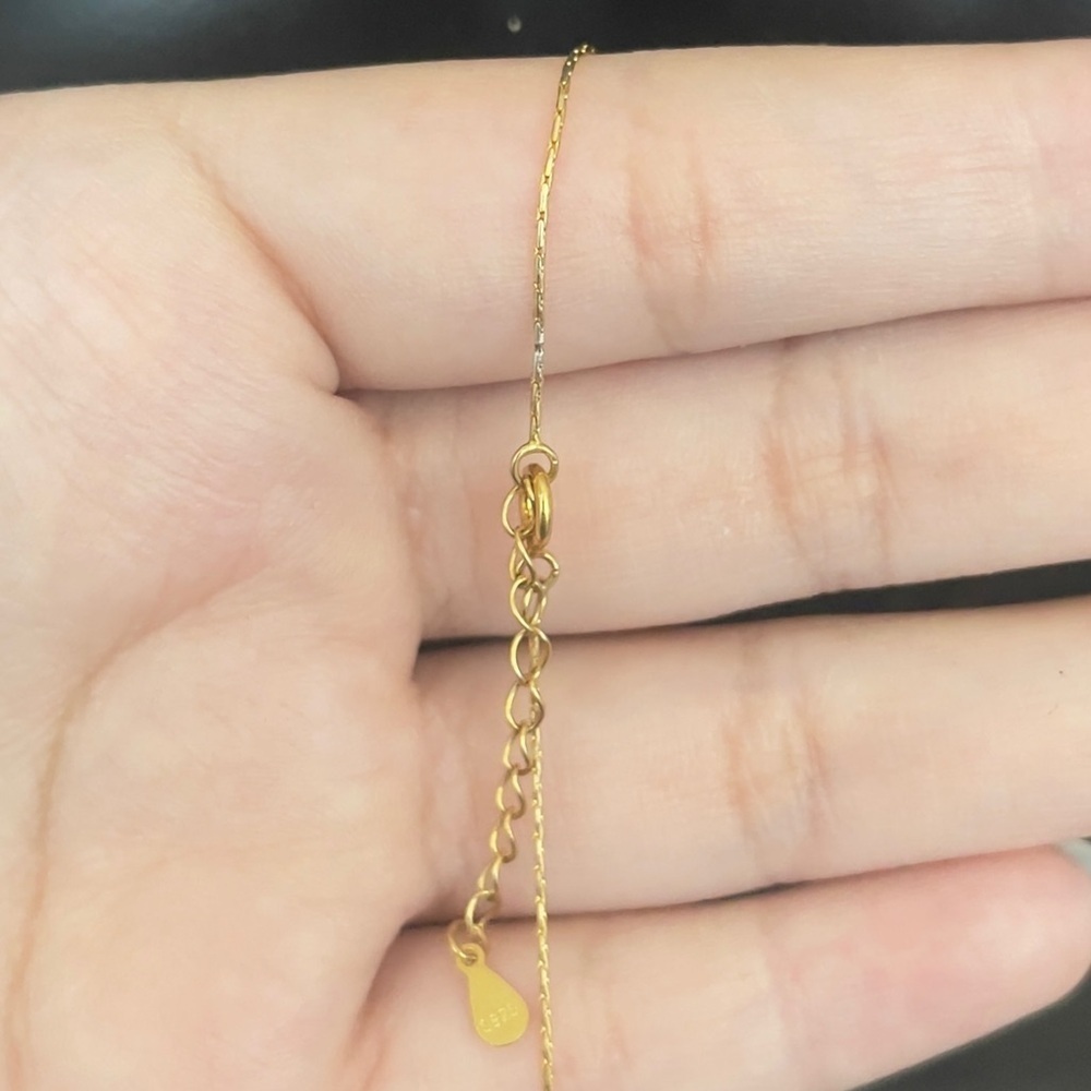 Sterling silver gold tone blue iridescent beaded necklace - Picture 5 of 8